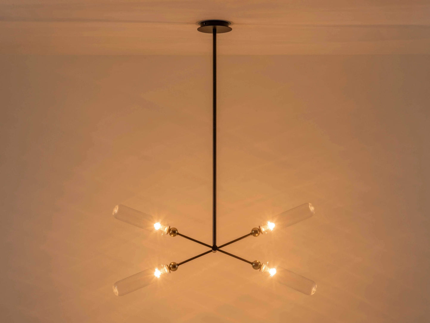 Charcoal grey ribbed glass ceiling light
