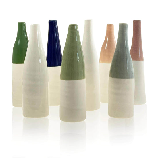 Ceramic Bottle Bud Vase - Spring Green