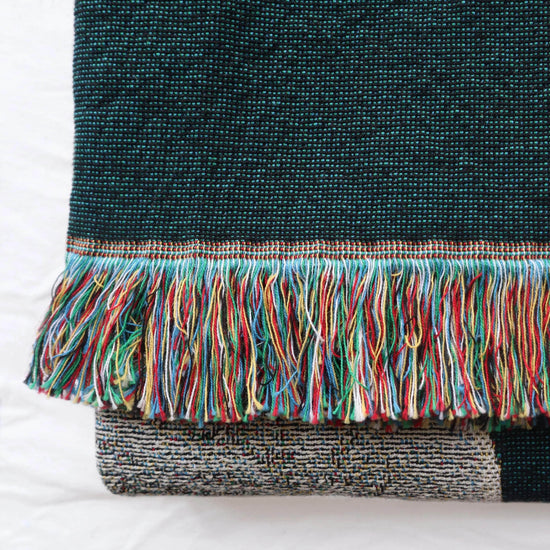 Heron Recycled Cotton Woven Throw - Teal