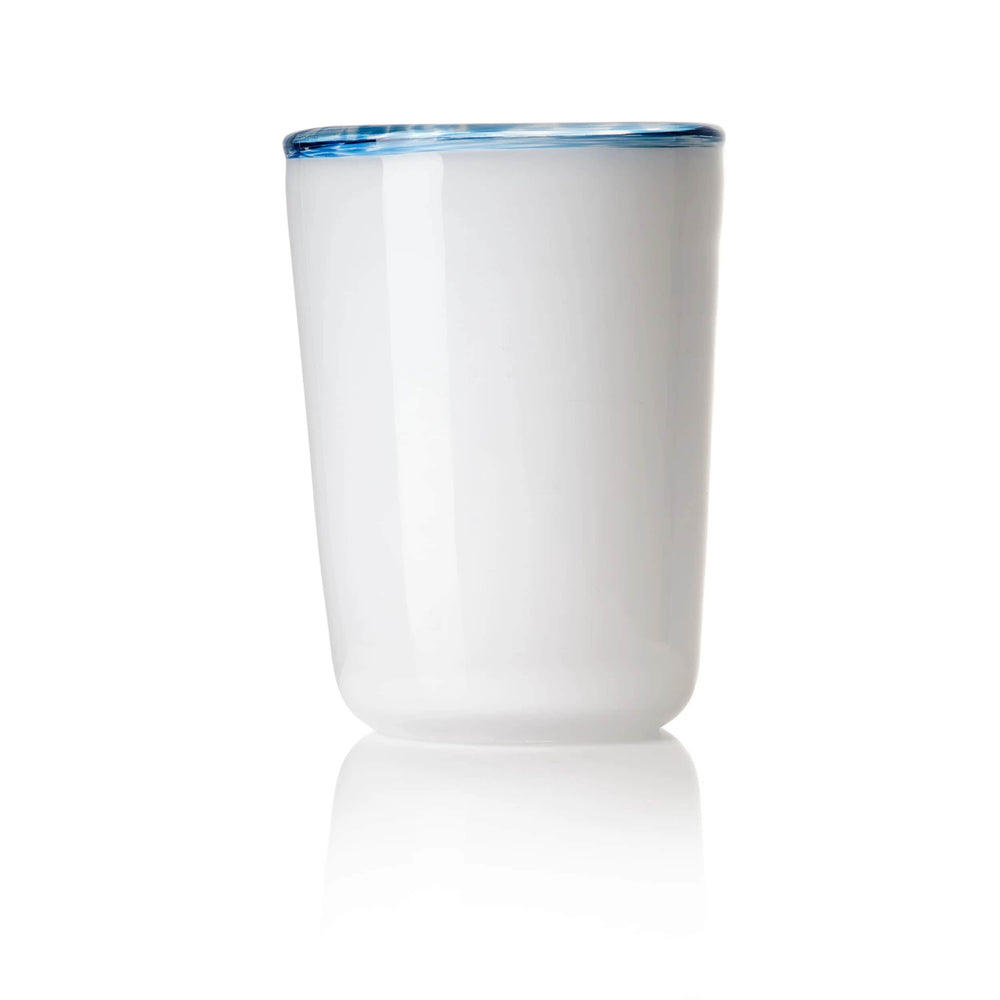 Thyme Hand Blown Water Glass in White/Blue