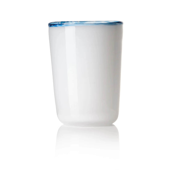 Thyme Hand Blown Water Glass in White/Blue