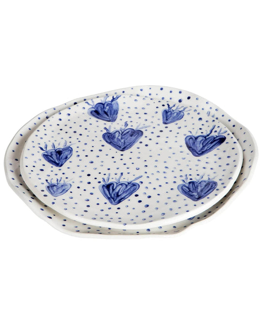 Blue Coral & Dots Plate