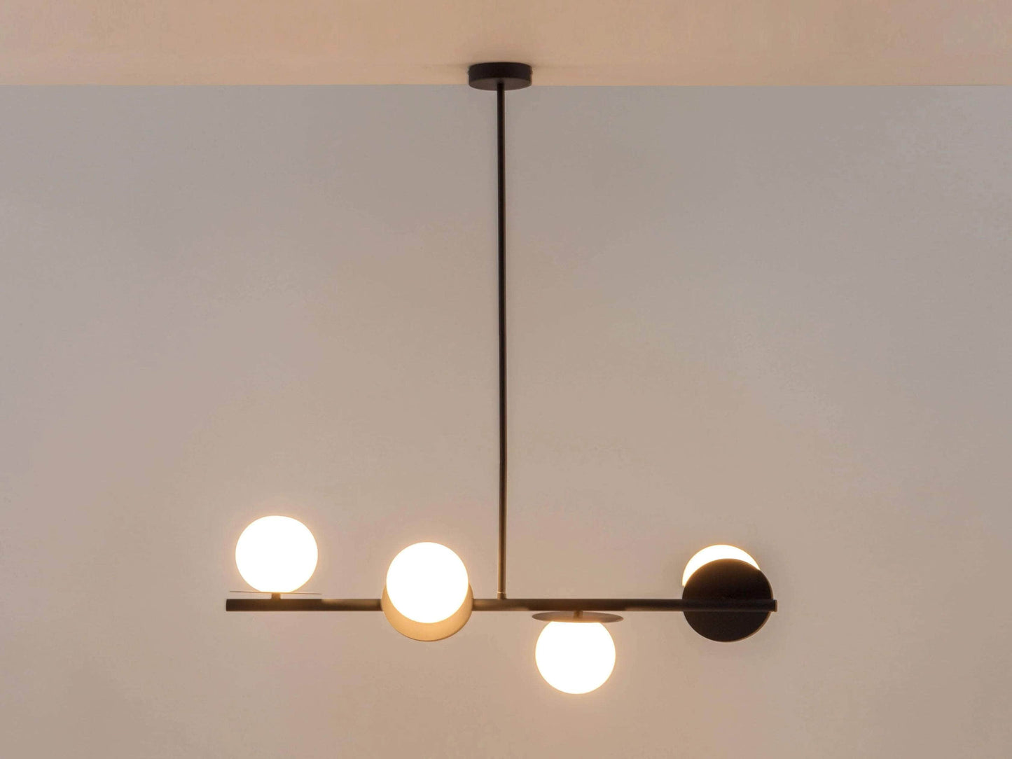 Charcoal grey opal disk ceiling light