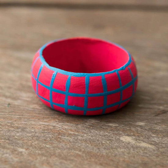 Wooden Check Napkin Holder - Fuschia