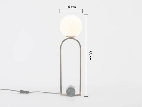 Olive green marble column table lamp