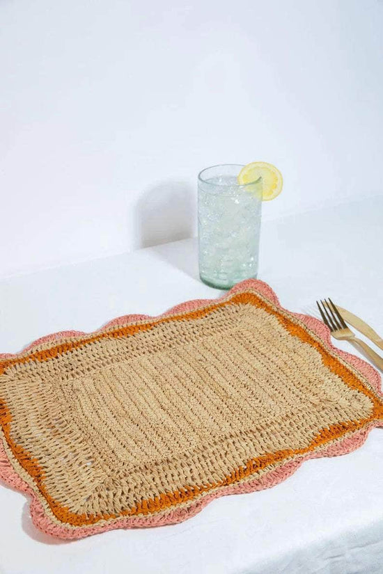 Garden Party Placemat with Pink and Orange Edges