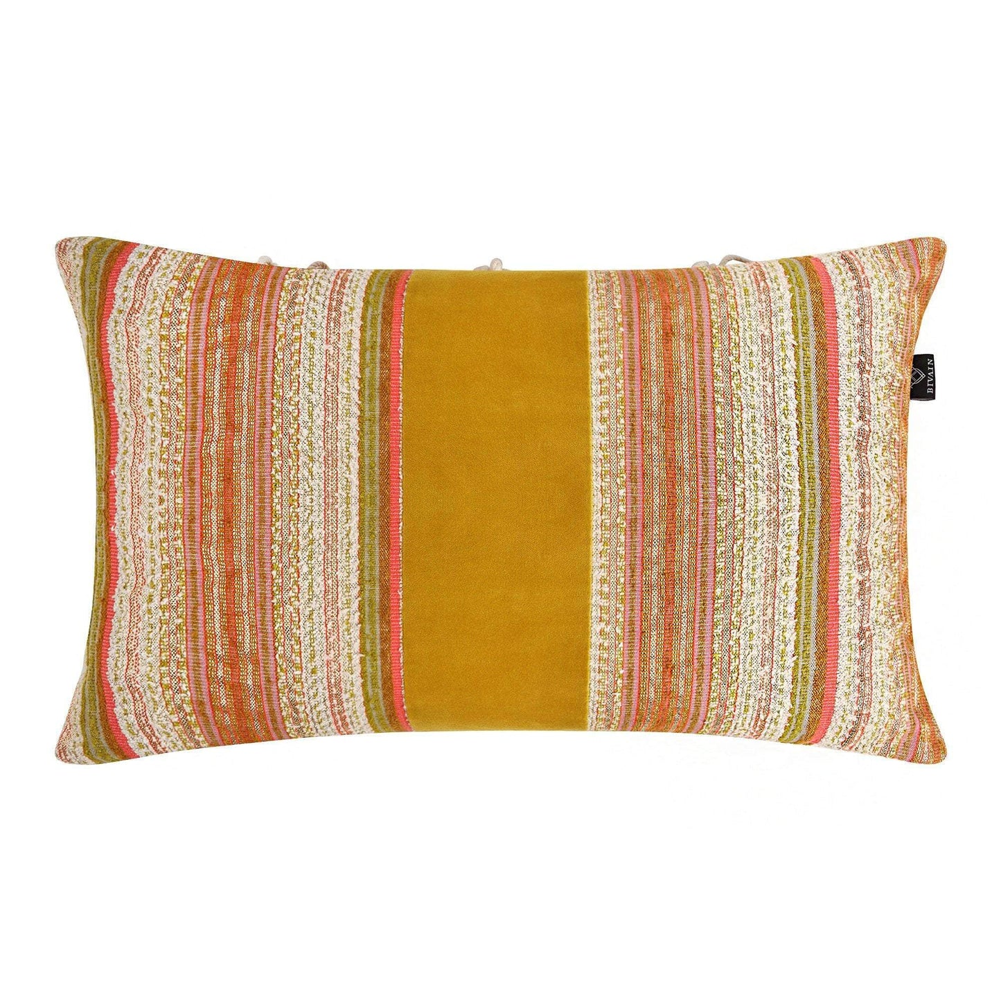 Beldi Mustard Velvet & Cotton Cushion