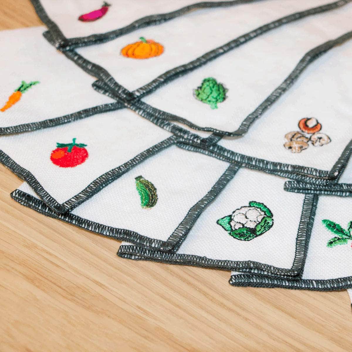 Veggies Linen Cocktail Napkins | Set of 10