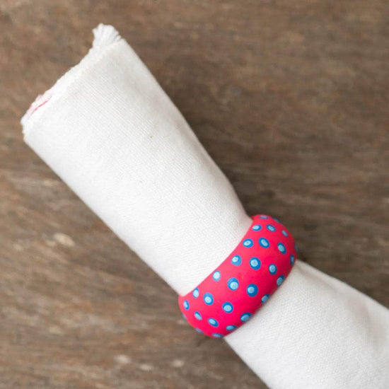 Wooden Dots Napkin Holder - Fuschia