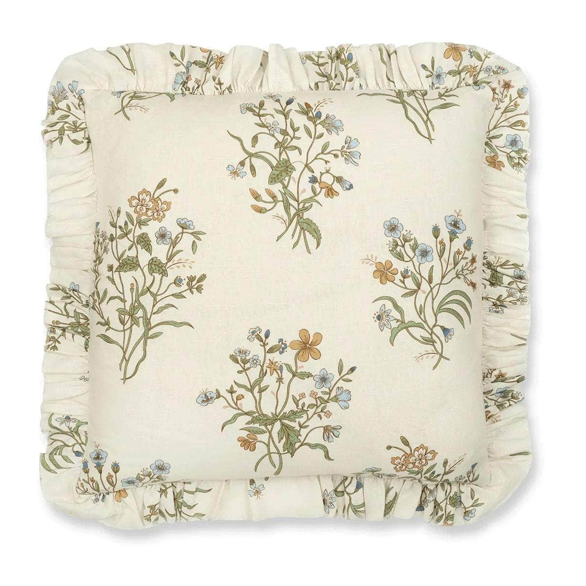 Flax & Field Flower Print Cushion with Frill