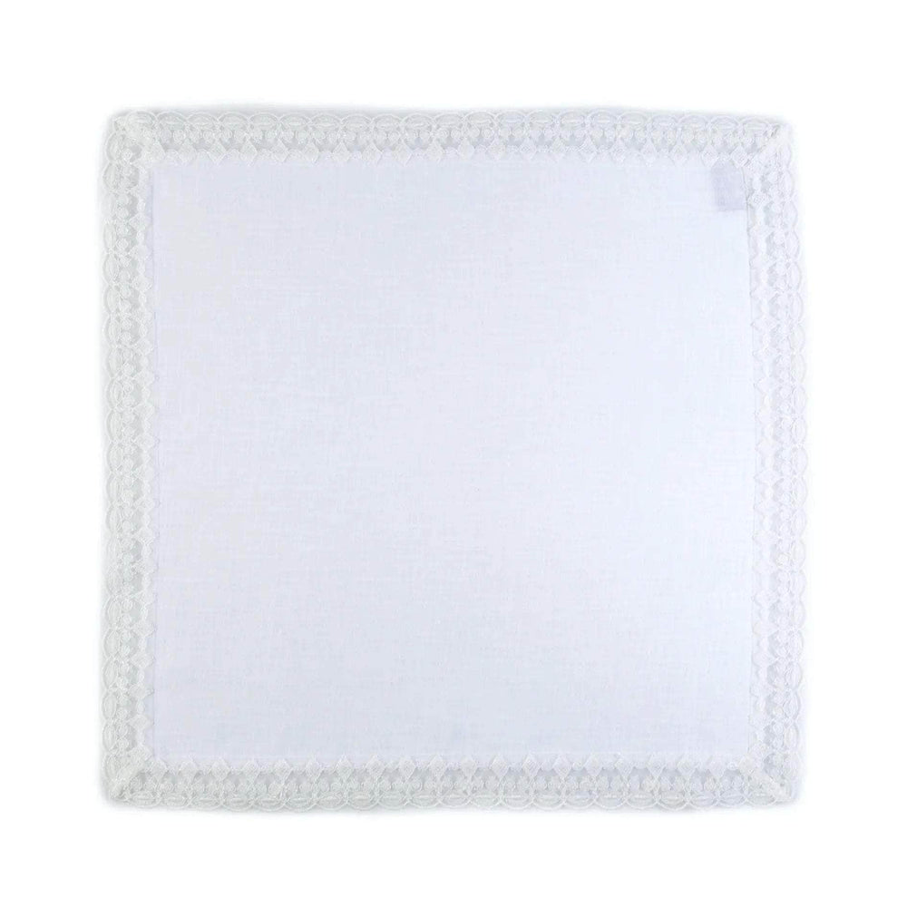 White Linen Napkin with Lace Trim