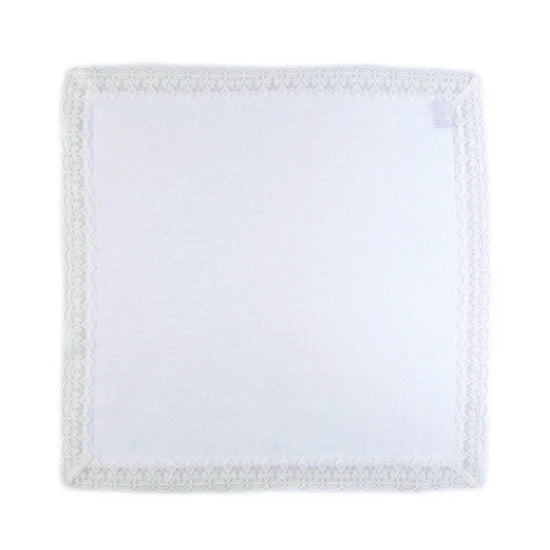 White Linen Napkin with Lace Trim