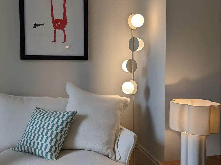 Sand opal disk floor lamp