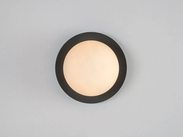 Charcoal grey opal disk wall light