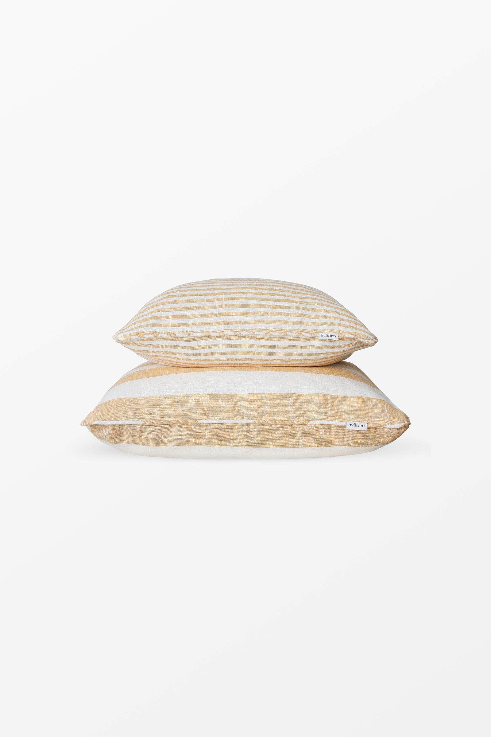 Yellow + White Striped Linen Cushion