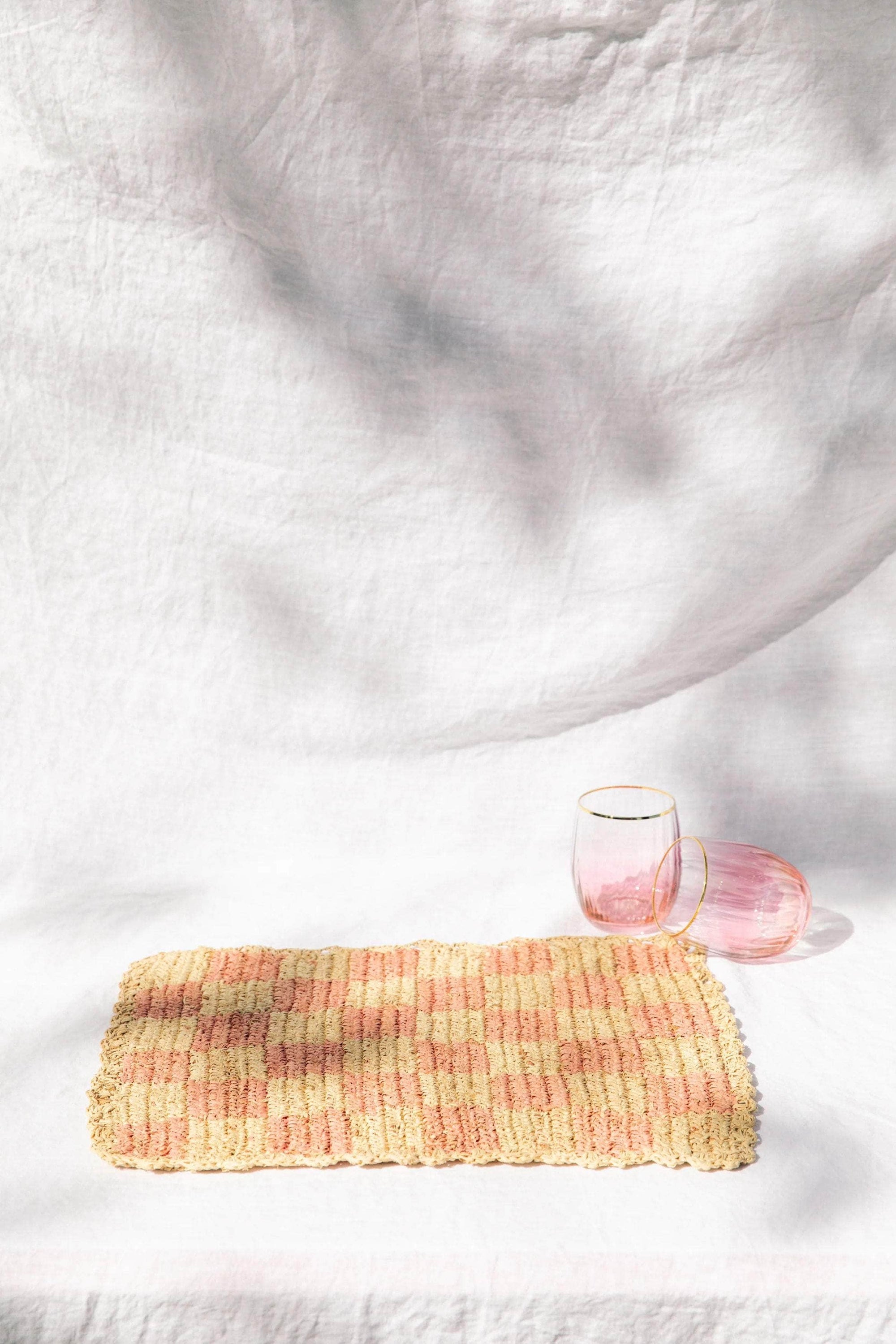 Pink Checkered Rectangular Placemat