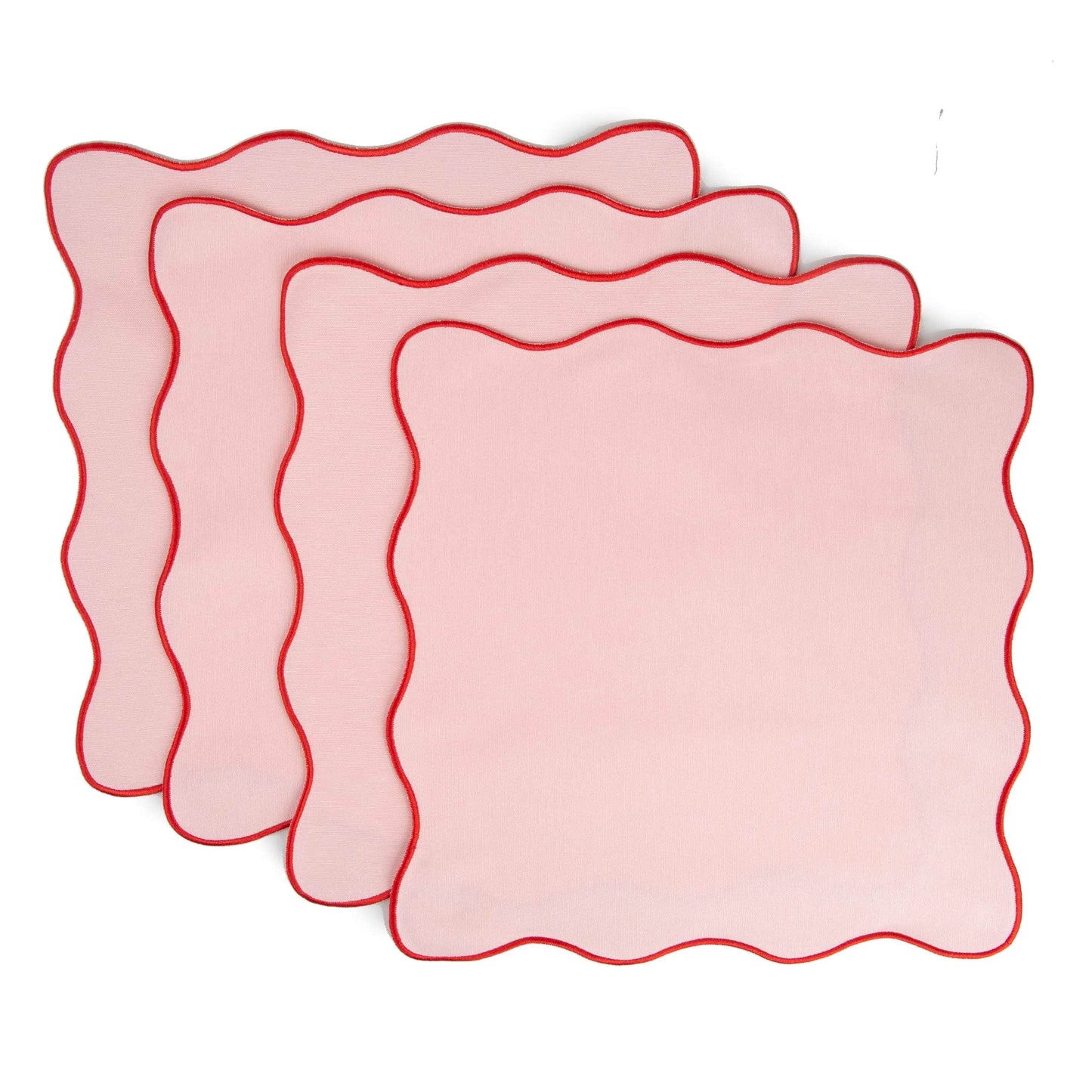 Embroidered Wave Napkin Pink