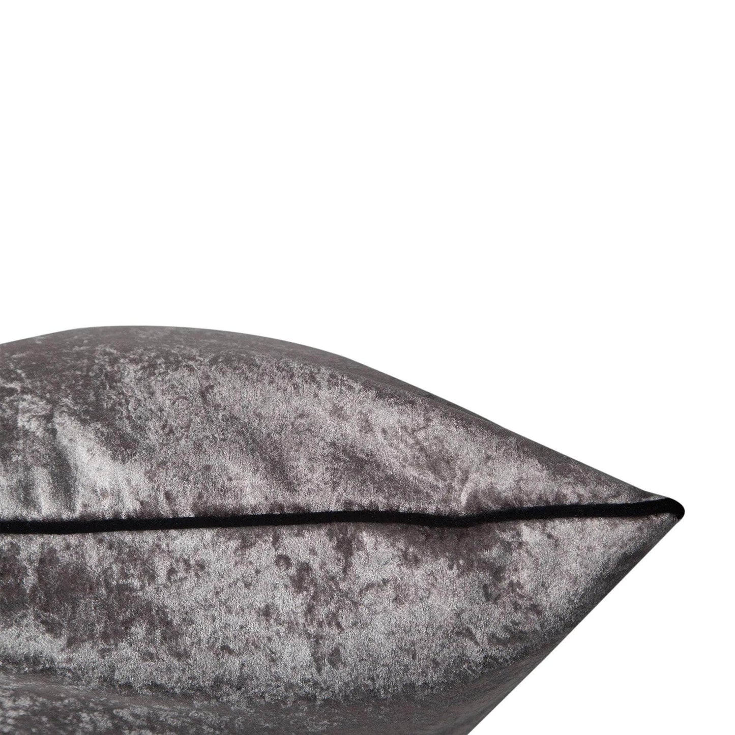 Grey Velvet Cushion with Black Velvet Piping