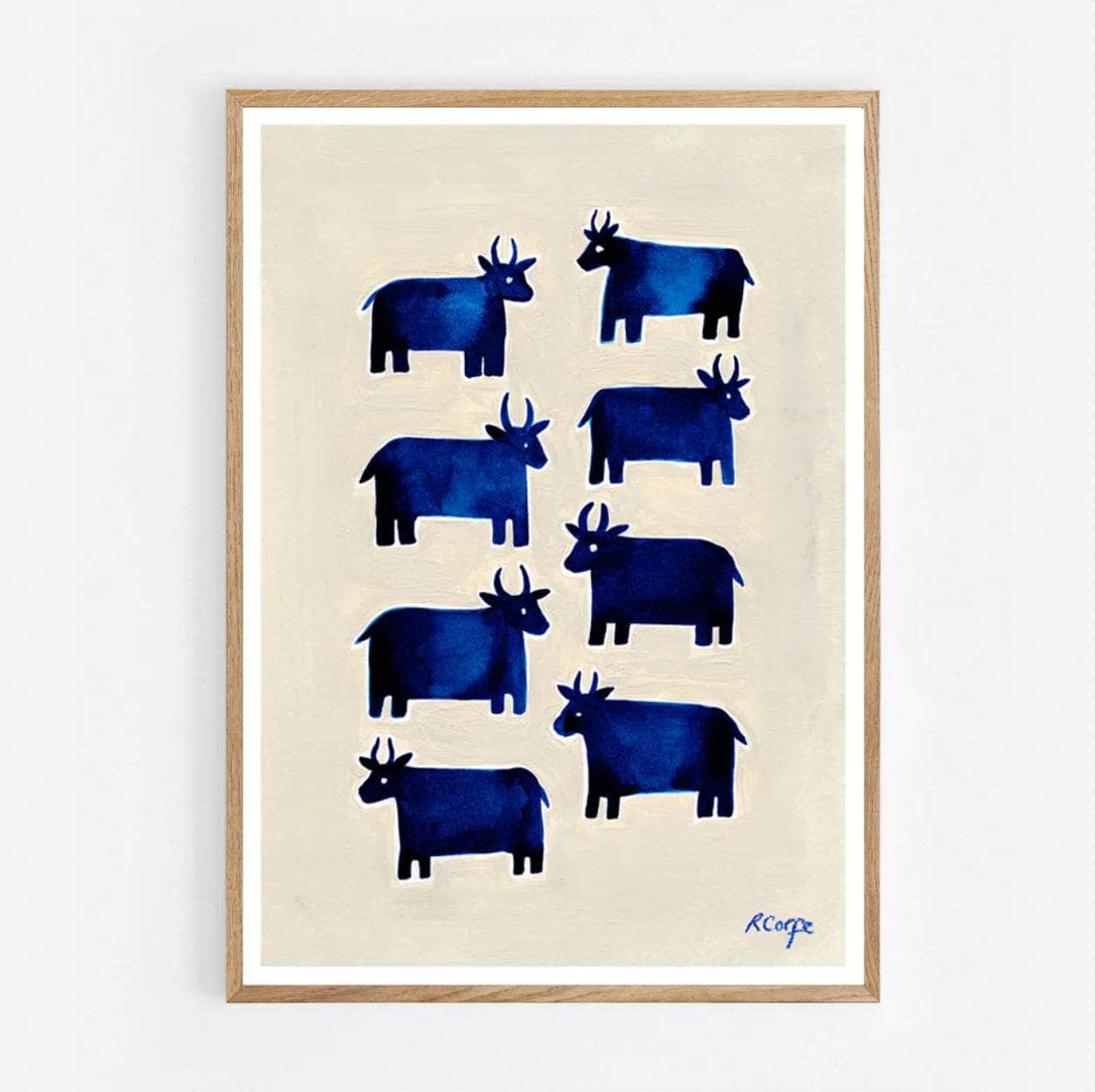 A2 - 'Moo' Blue Cow Print