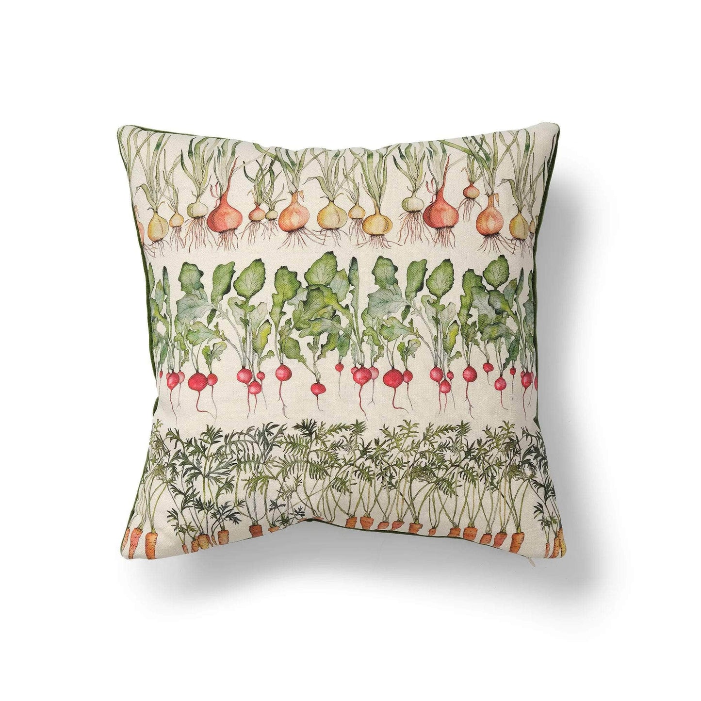 Square Veg Row (Med) Cushion with Green Velvet