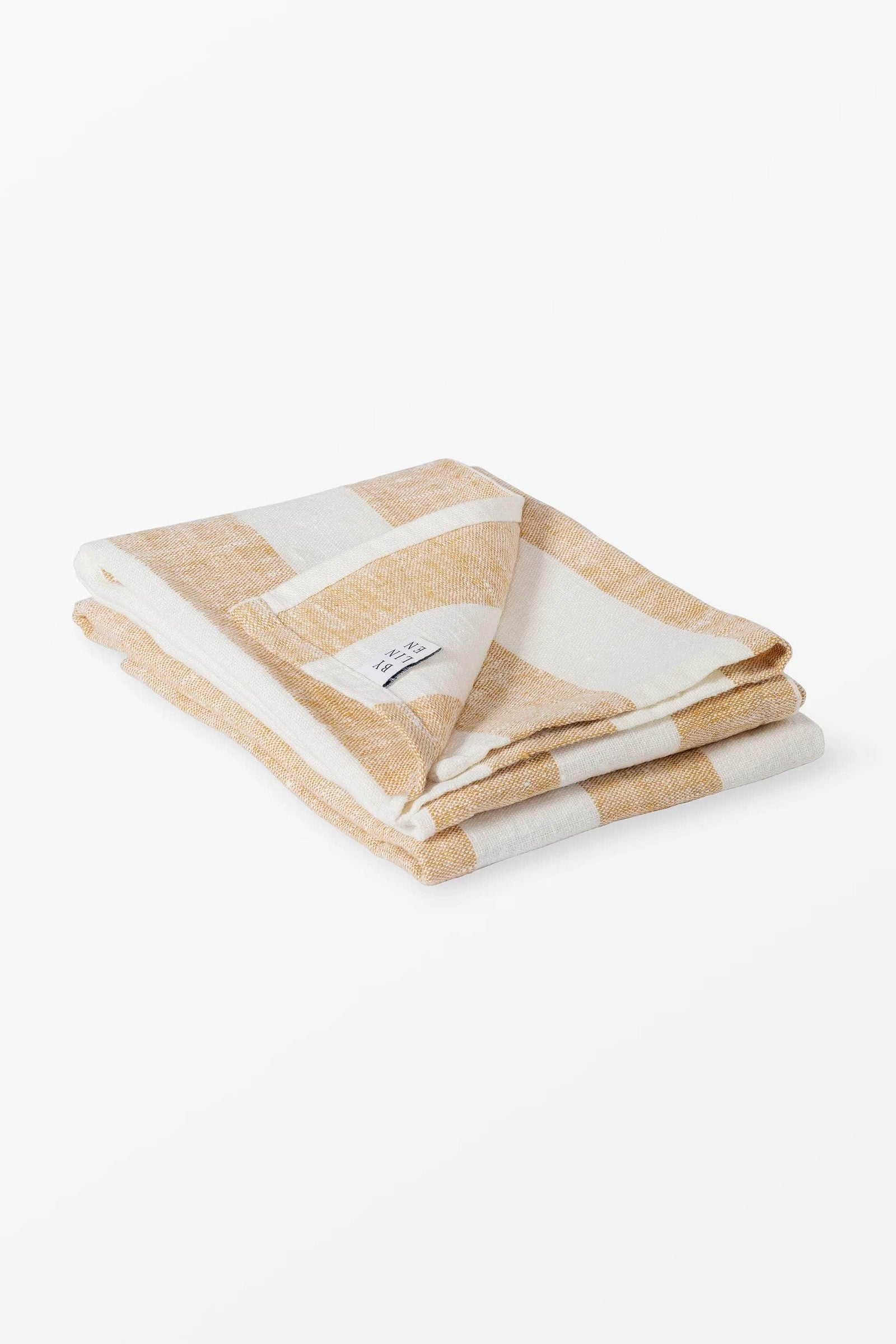 Yellow + White Stripe Linen Kitchen Towels - Set of 2