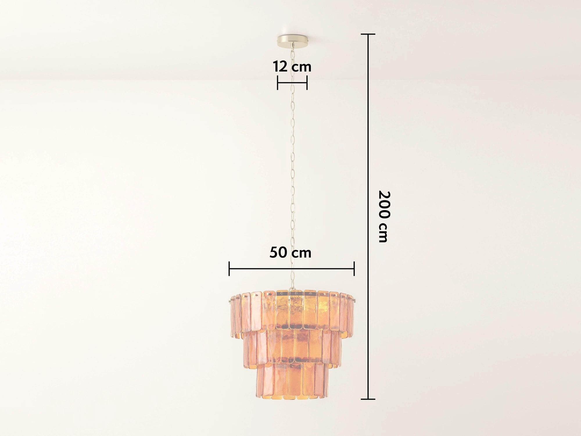 Amber Glass 3 Tiered Chandelier