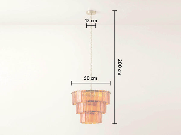 Amber Glass 3 Tiered Chandelier