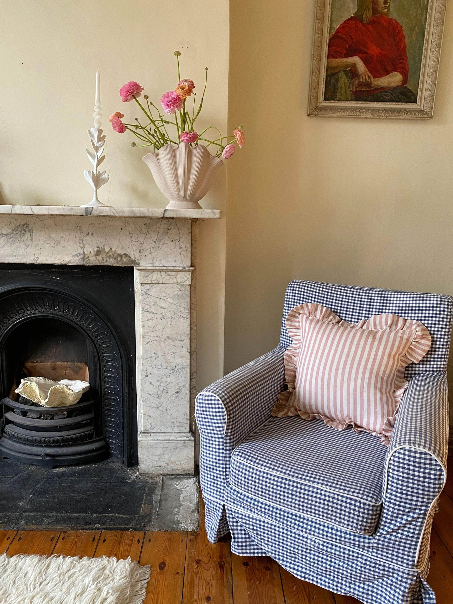 Blush Candy Stripe Cushion Cover