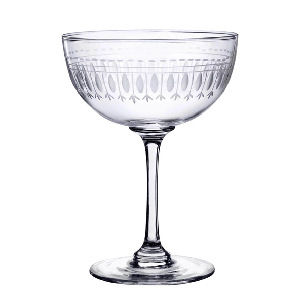 Crystal Champagne Saucers with Ovals Design