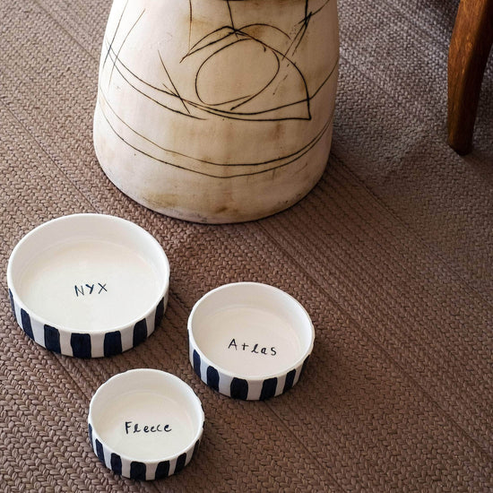 Black and White Striped Pet Bowl