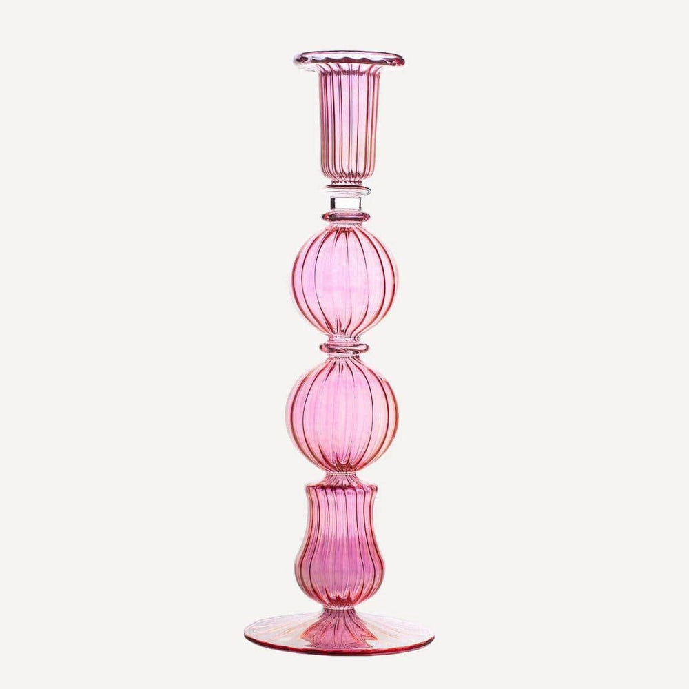 Ombo Glass Candlestick - Pink