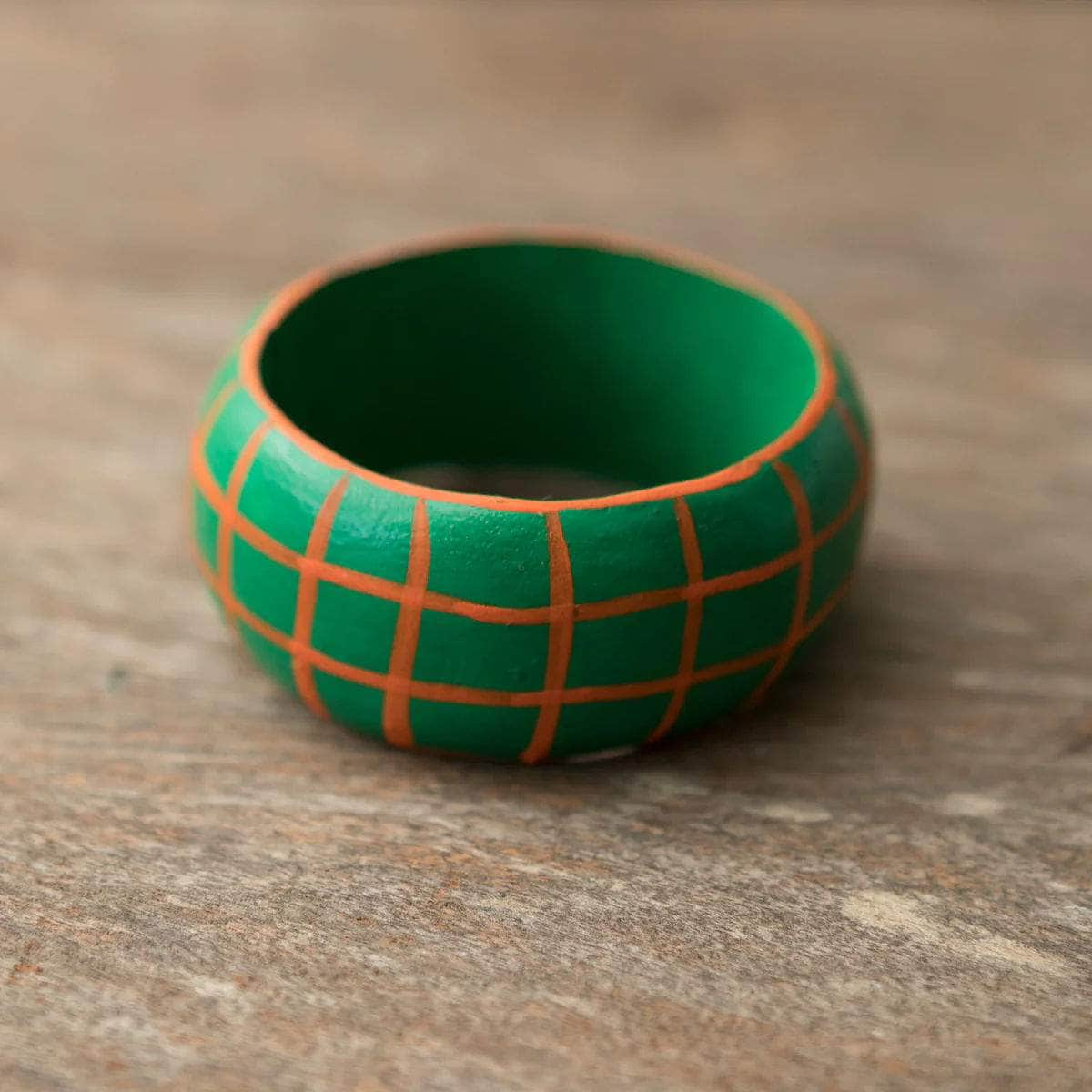 Wooden Check Napkin Holder - Green