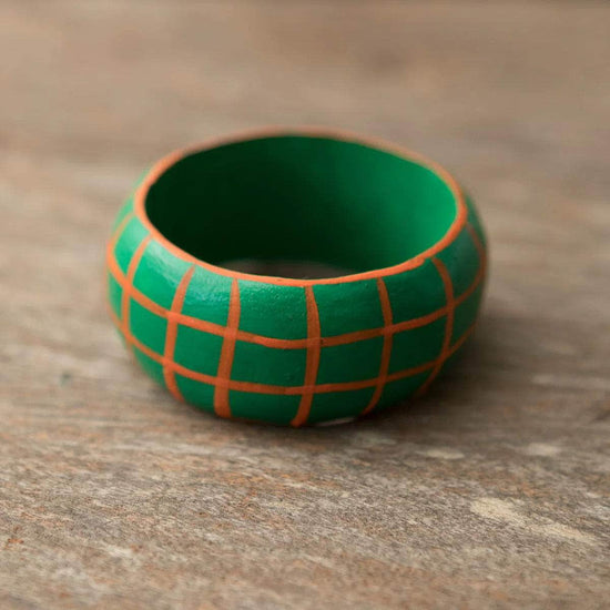 Wooden Check Napkin Holder - Green