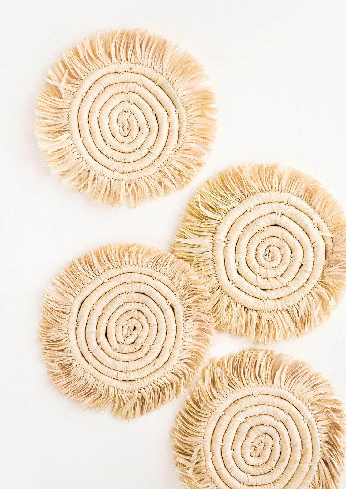 Fringed Raffia Coasters from Uganda