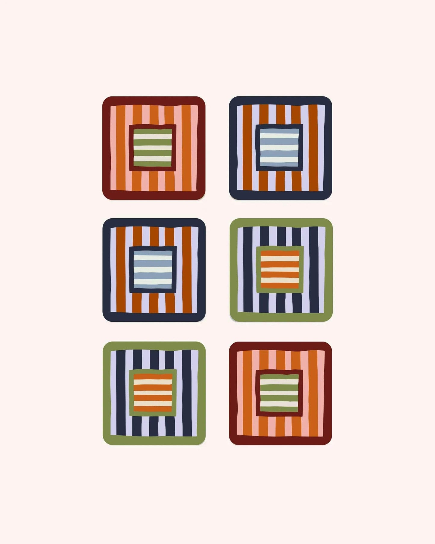 Square And Stripe Placemats (Set of 6)