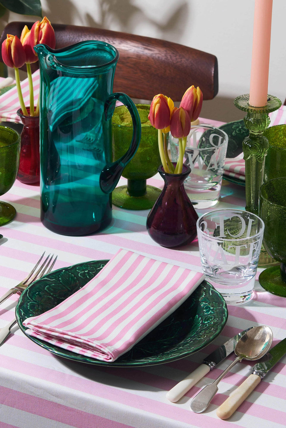 Pink and White Marshmallow Stripe Napkins (Set of 4)