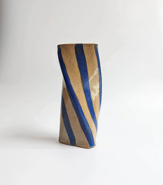 Blue Stripe Twist Vase