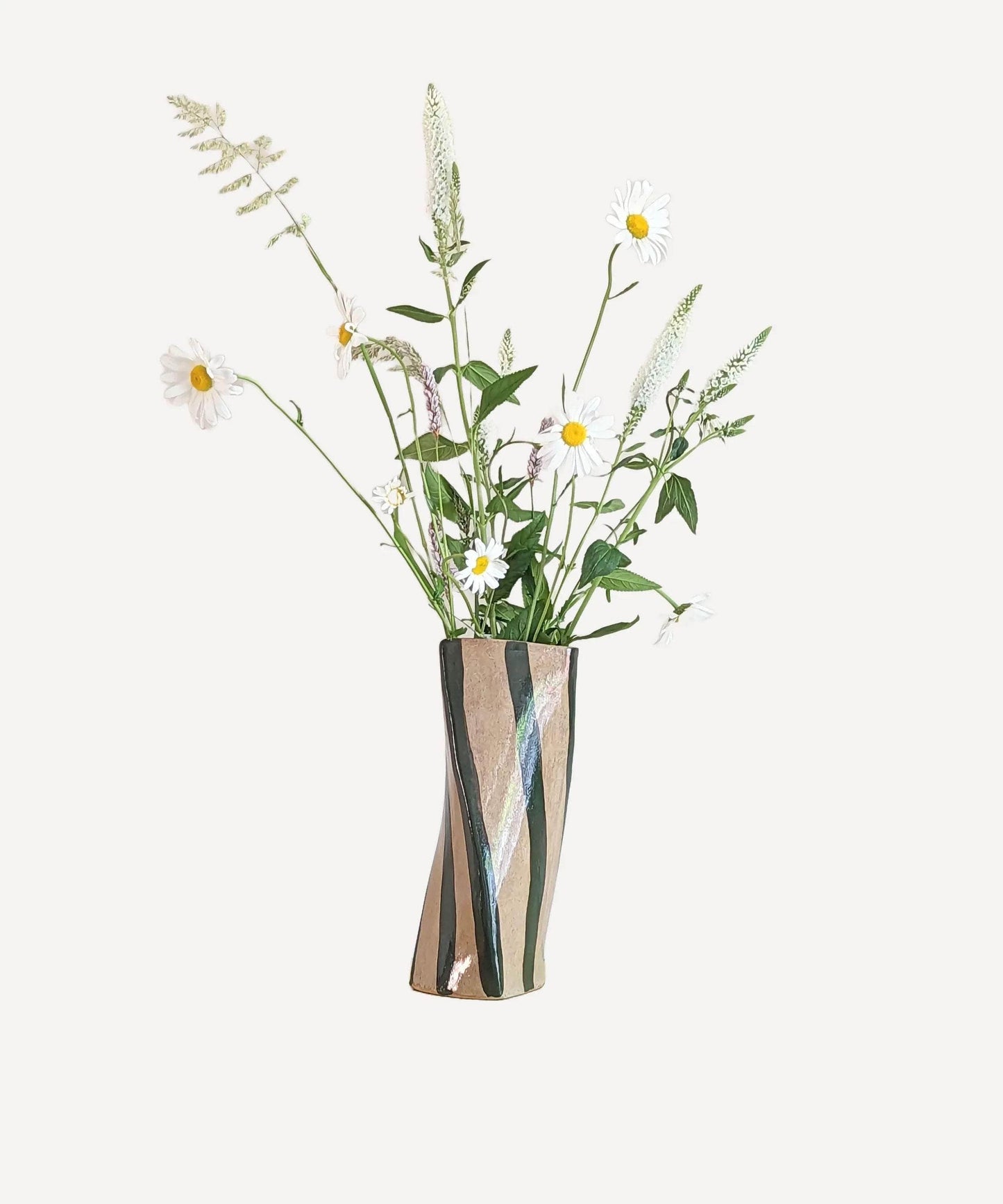 Green Stripe Twist Vase