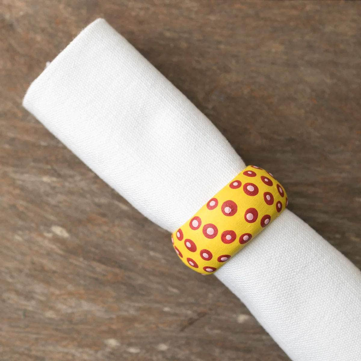 Wooden Dots Napkin Holder - Yellow