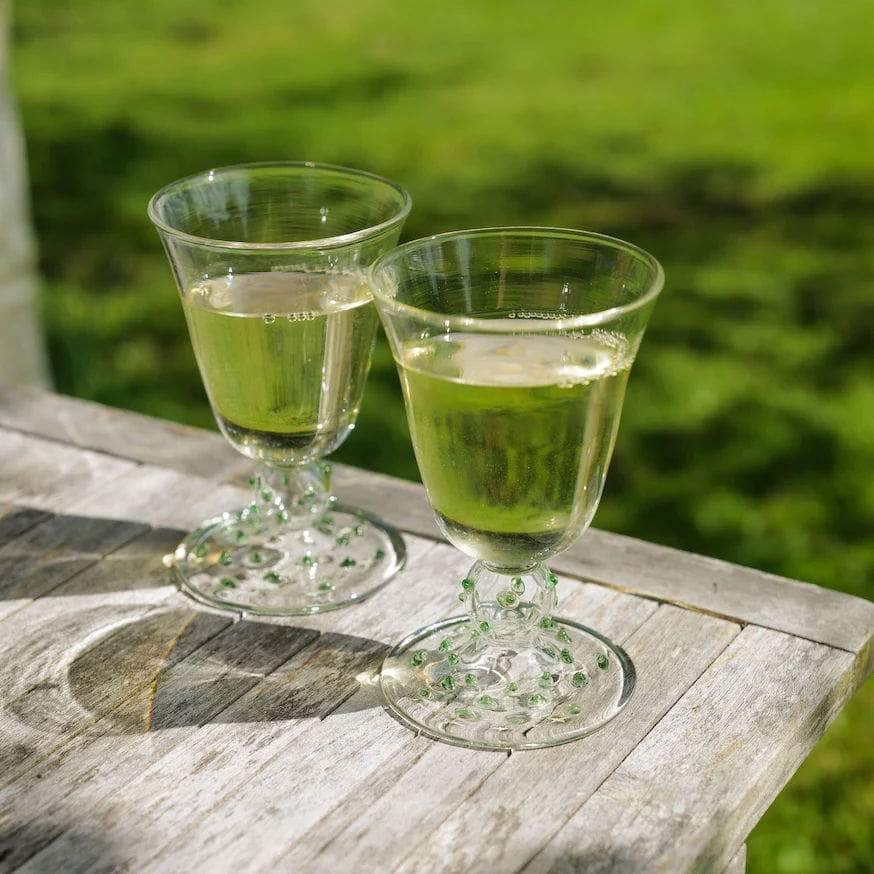 Green Pom Wine Glass