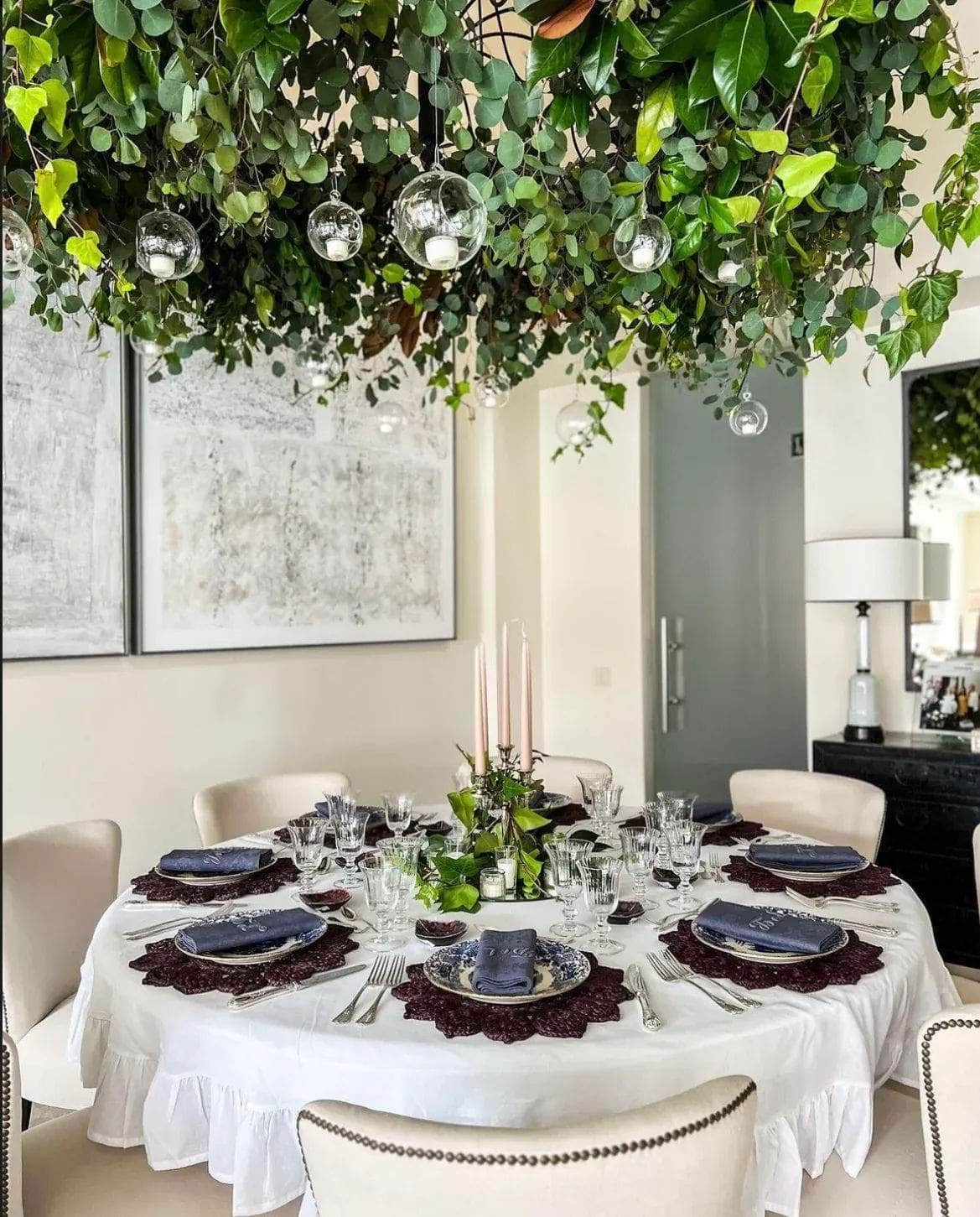 Ruffle Linen/Cotton Tablecloth, White