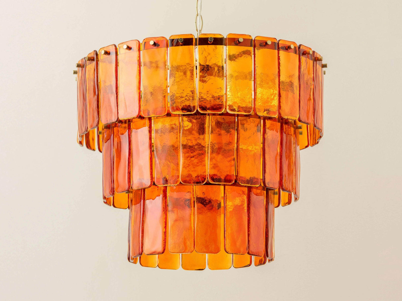 Amber Glass 3 Tiered Chandelier