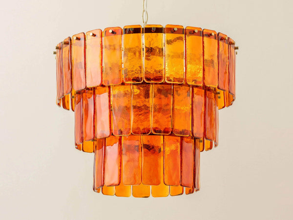 Amber Glass 3 Tiered Chandelier