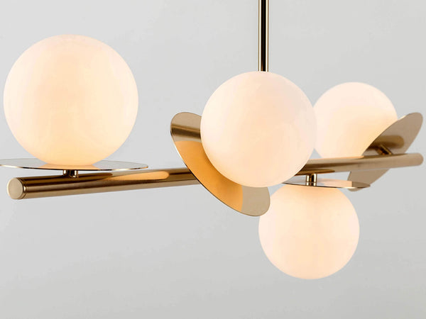 Brass opal disc ceiling light