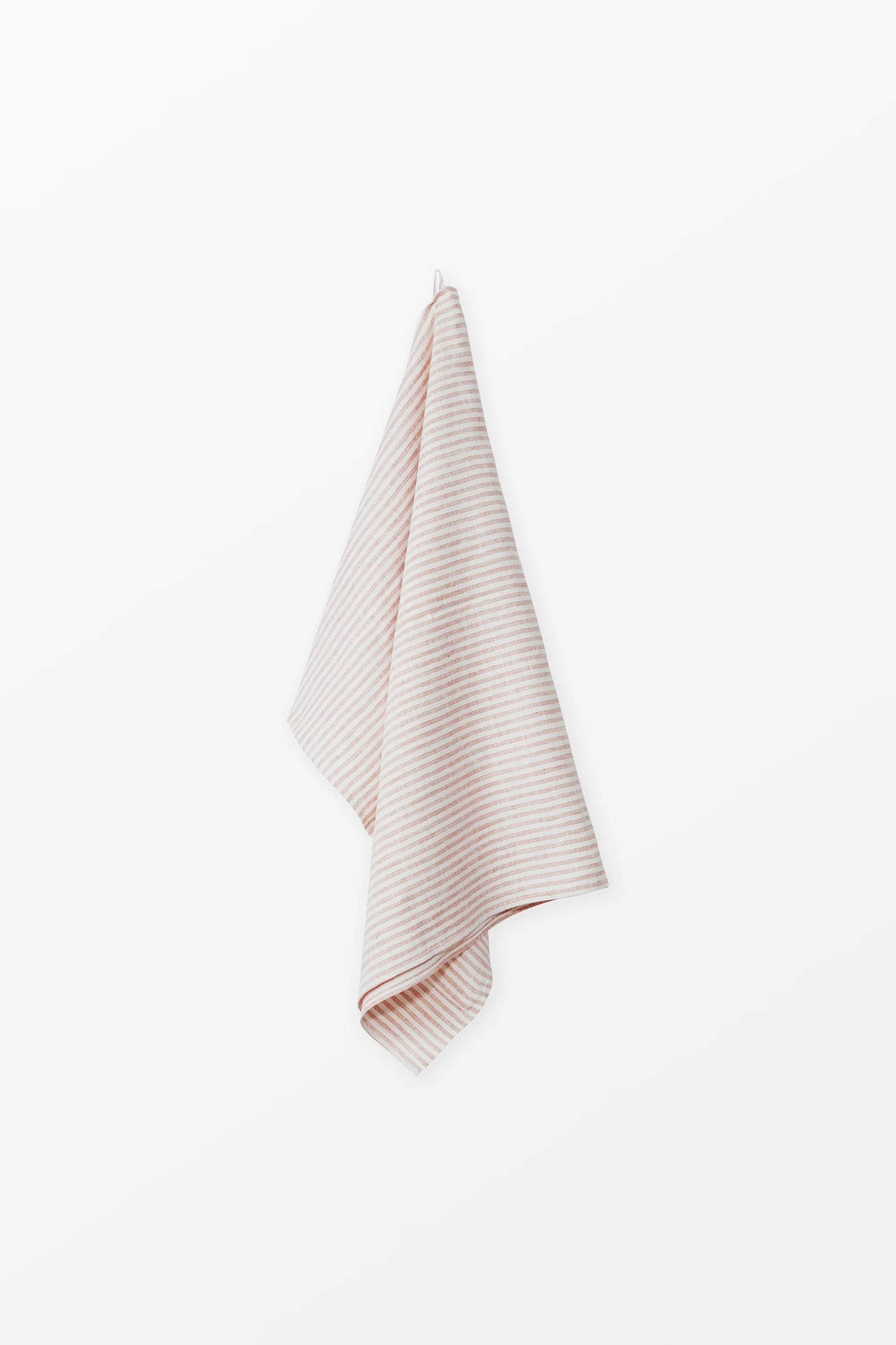 Pink + White Stripe Linen Bath Towel