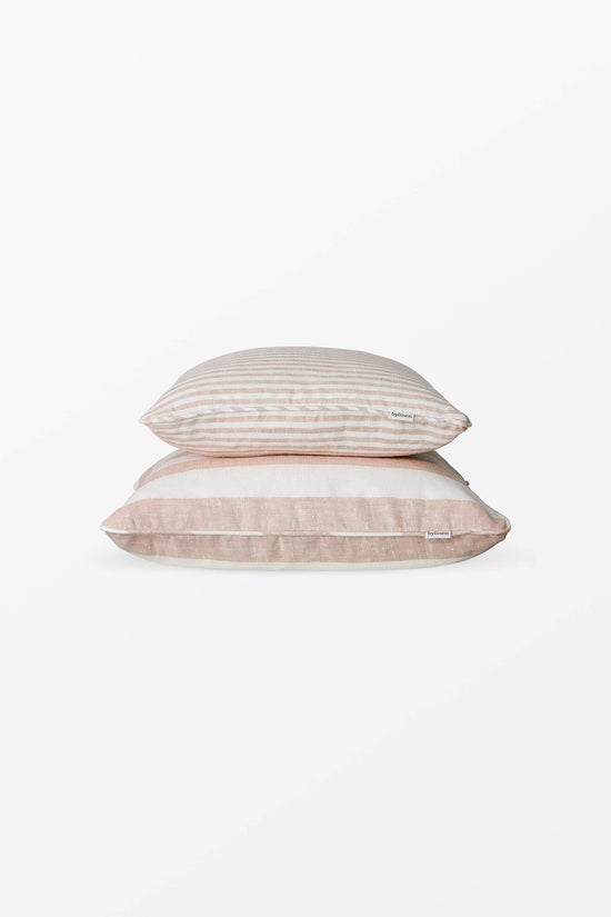 Pink + White Striped Linen Cushion Cover