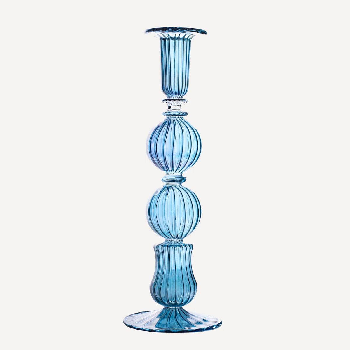 Ombo Glass Candlestick - Blue