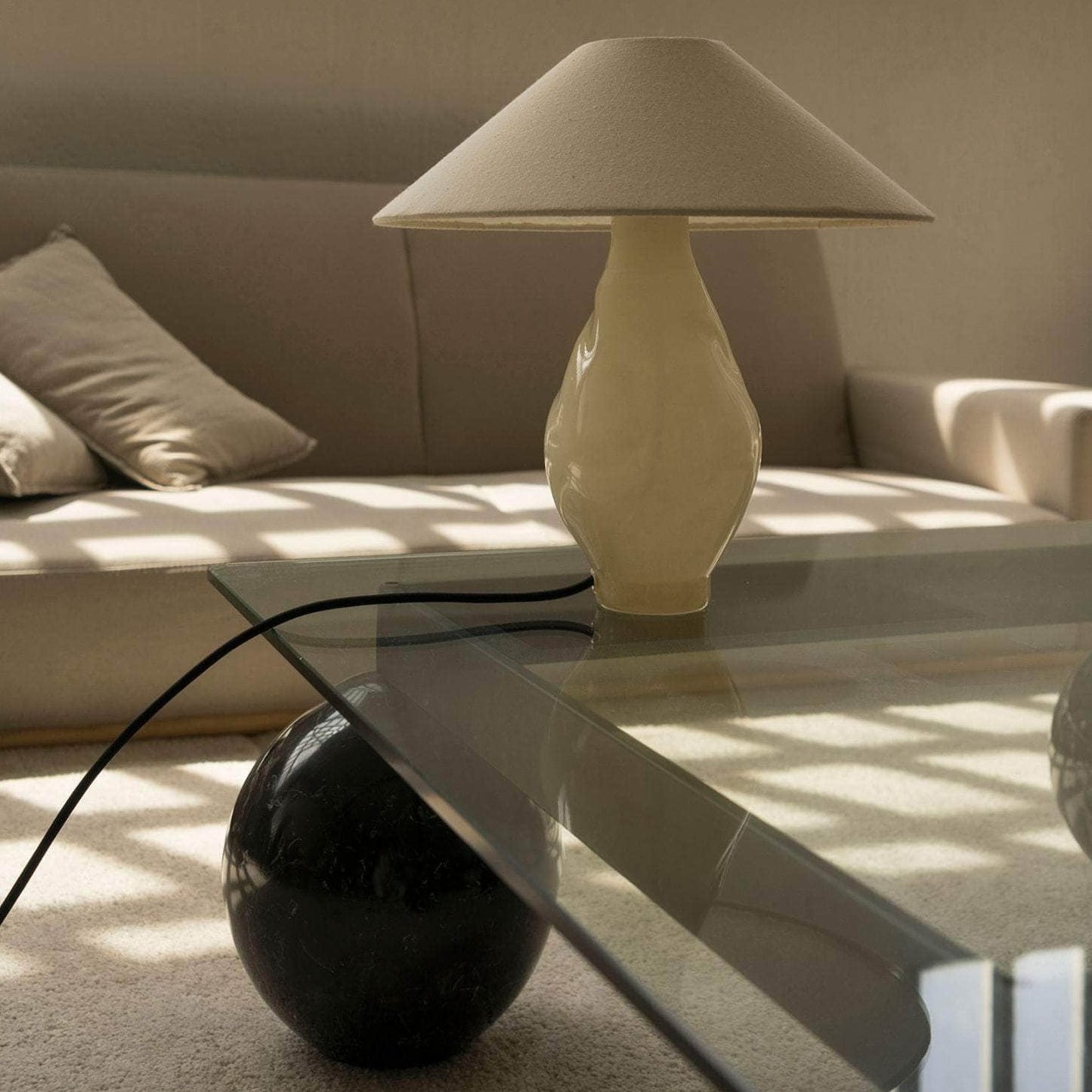 Beige Conical Glass Lamp