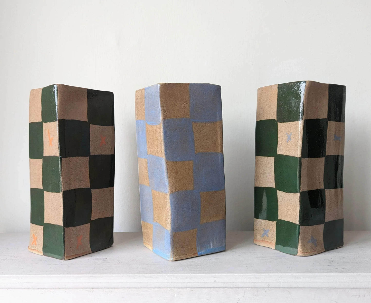 Check, Stripe & Gingham Large Square Vases