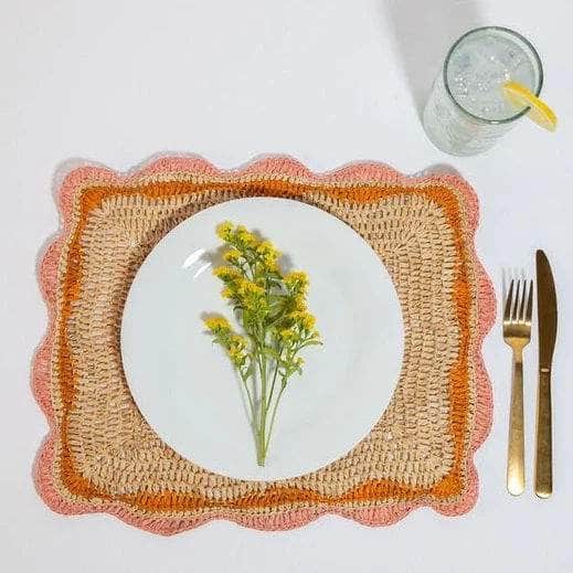 Garden Party Placemat with Pink and Orange Edges